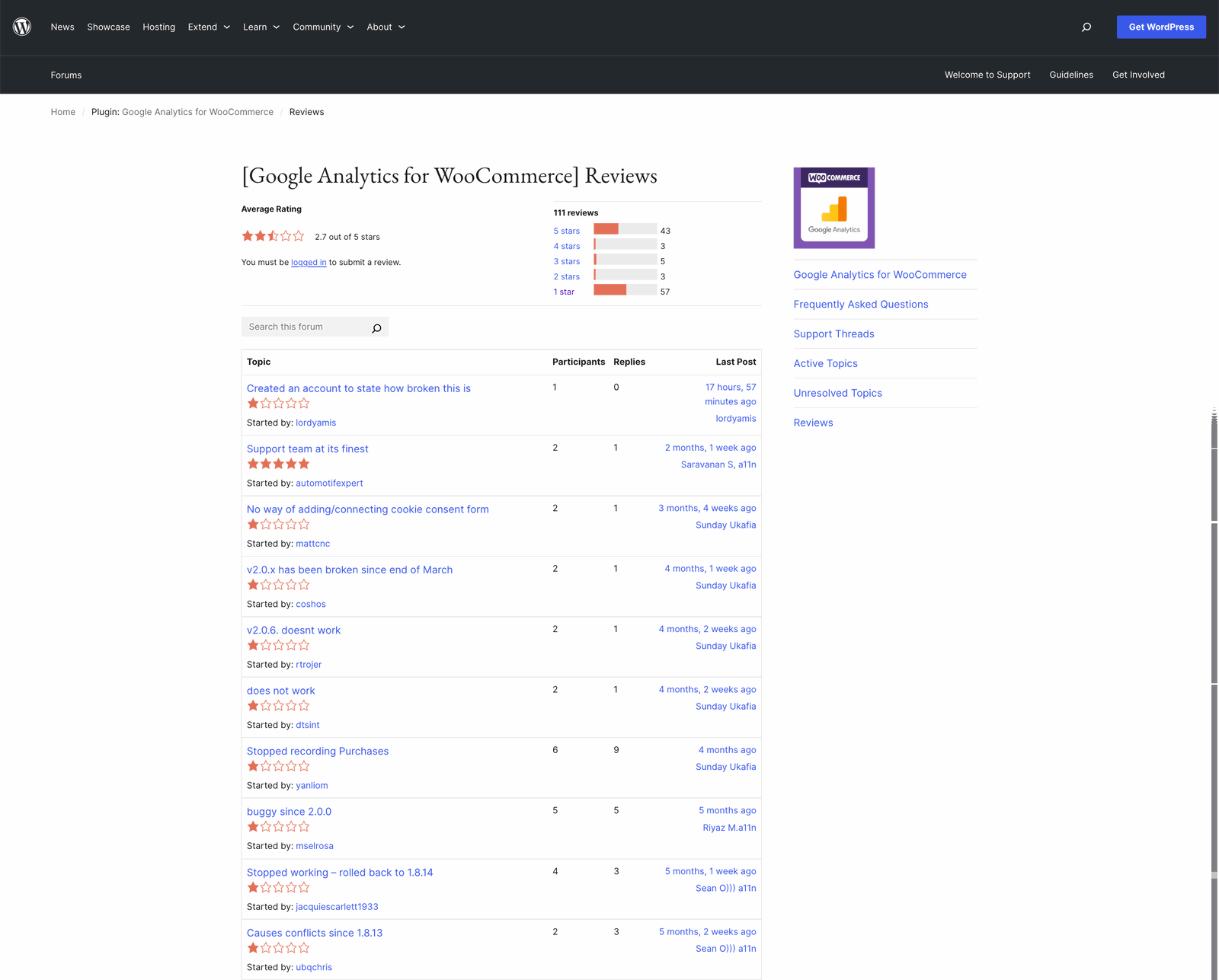 Reviews of the Google Analytics plugin for WooCommerce